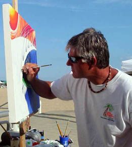 Bob Langston painting at the boardwalk